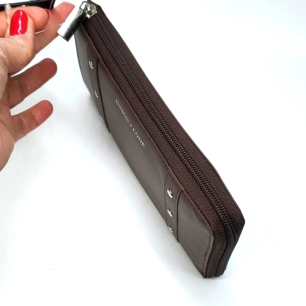 Union Code Brown Genuine Leather RFID Zippered Wallet NWT